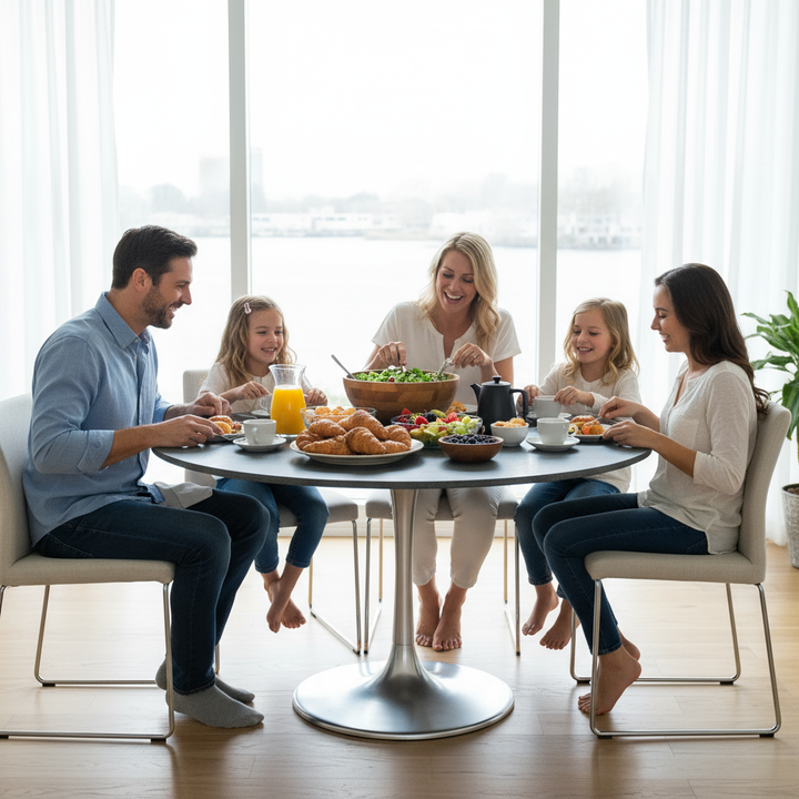 Metropolis Dining Table Gray & Silver