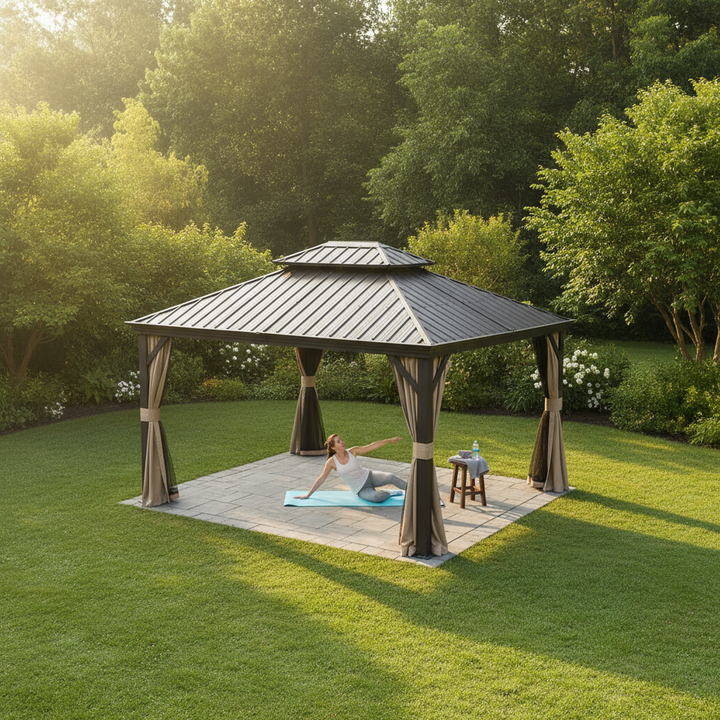 Exclusive Hardtop Gazebo Outdoor Aluminum Gazebos Grill - Premium Galvanized Steel Double Canopy Collection