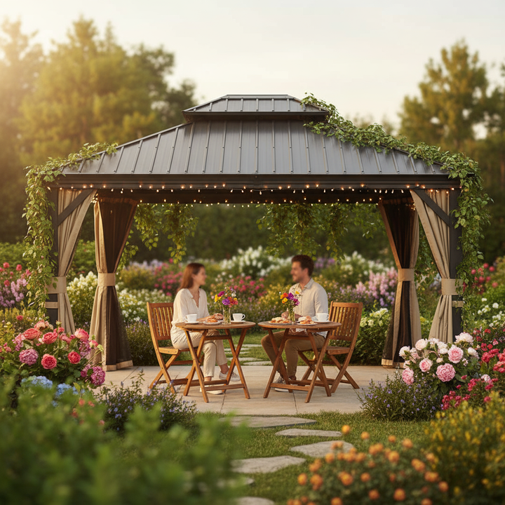 Exclusive Hardtop Gazebo Outdoor Aluminum Gazebos Grill - Premium Galvanized Steel Double Canopy Collection