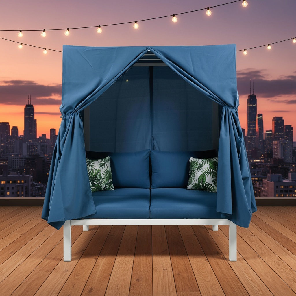 Exclusive UStyle Outdoor Patio Sunbed with Curtains - Premium High Comfort Multi-Scenario Collection