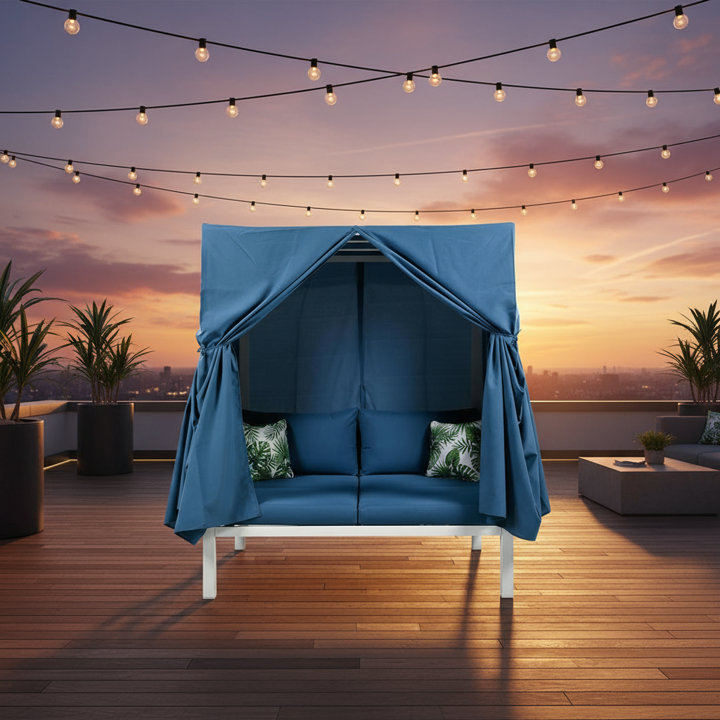 Exclusive UStyle Outdoor Patio Sunbed with Curtains - Premium High Comfort Multi-Scenario Collection