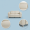 Beige Italian Leather Power Reclining Sofa and Loveseat Set - 5-Person Seating with Silver Metal Legs