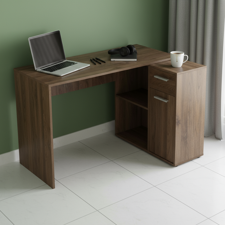 46" Brown Wood L Shape Computer Desk