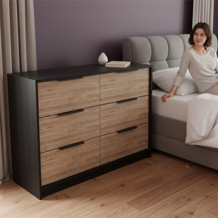 Three Piece Brown and Black Bedroom Set