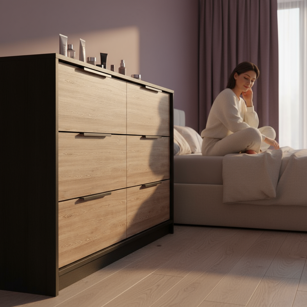 Three Piece Brown and Black Bedroom Set