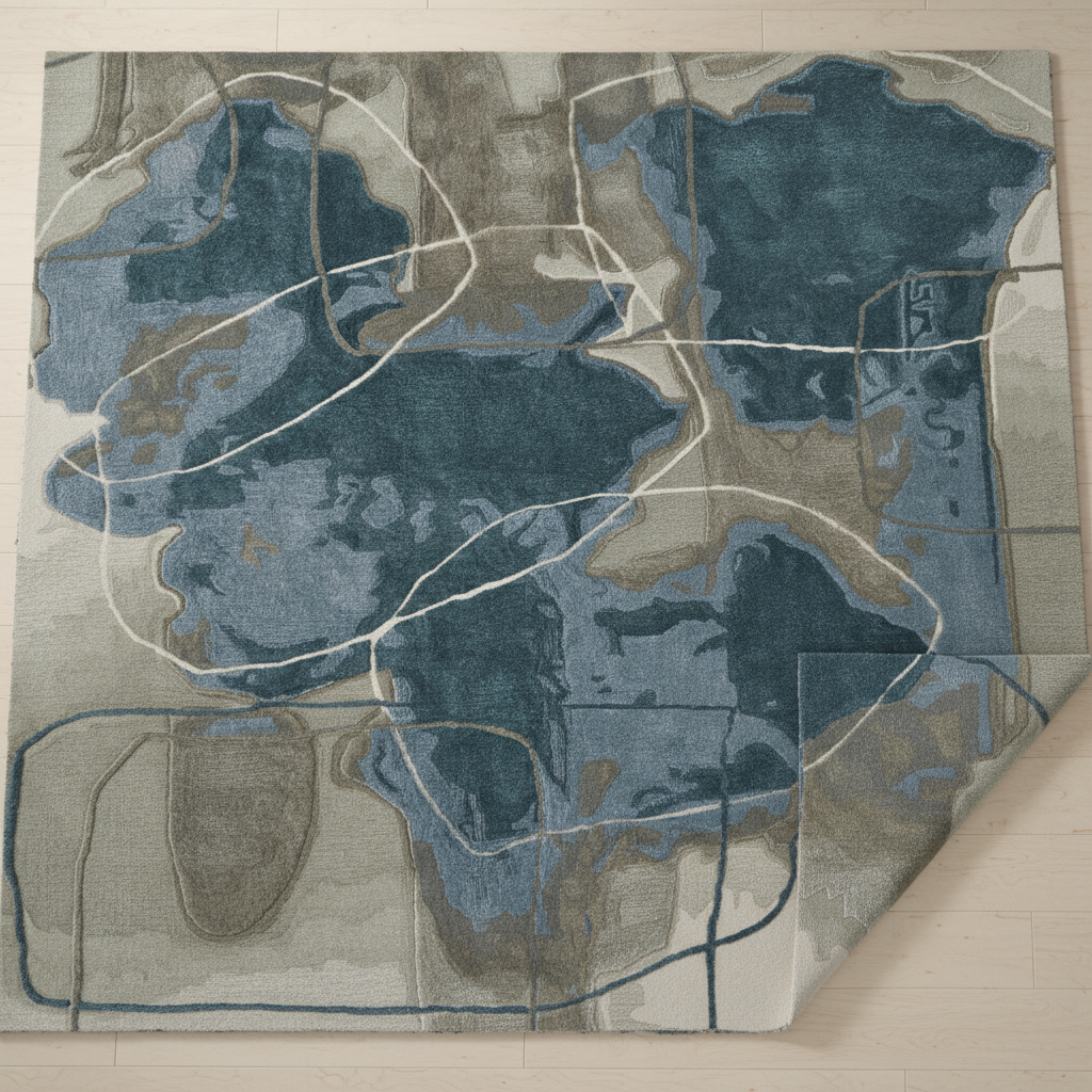 10' X 14' Blue and Gray Abstract Hand Tufted Area Rug