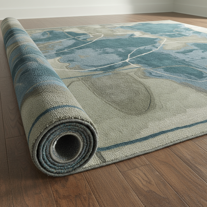 10' X 14' Blue and Gray Abstract Hand Tufted Area Rug
