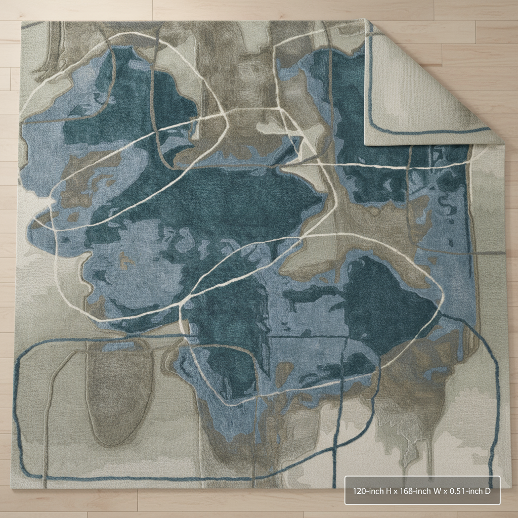 10' X 14' Blue and Gray Abstract Hand Tufted Area Rug