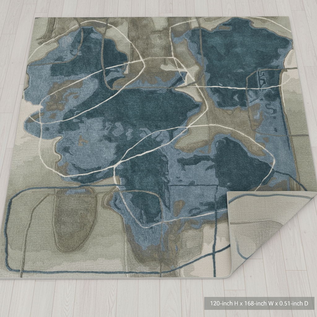 10' X 14' Blue and Gray Abstract Hand Tufted Area Rug