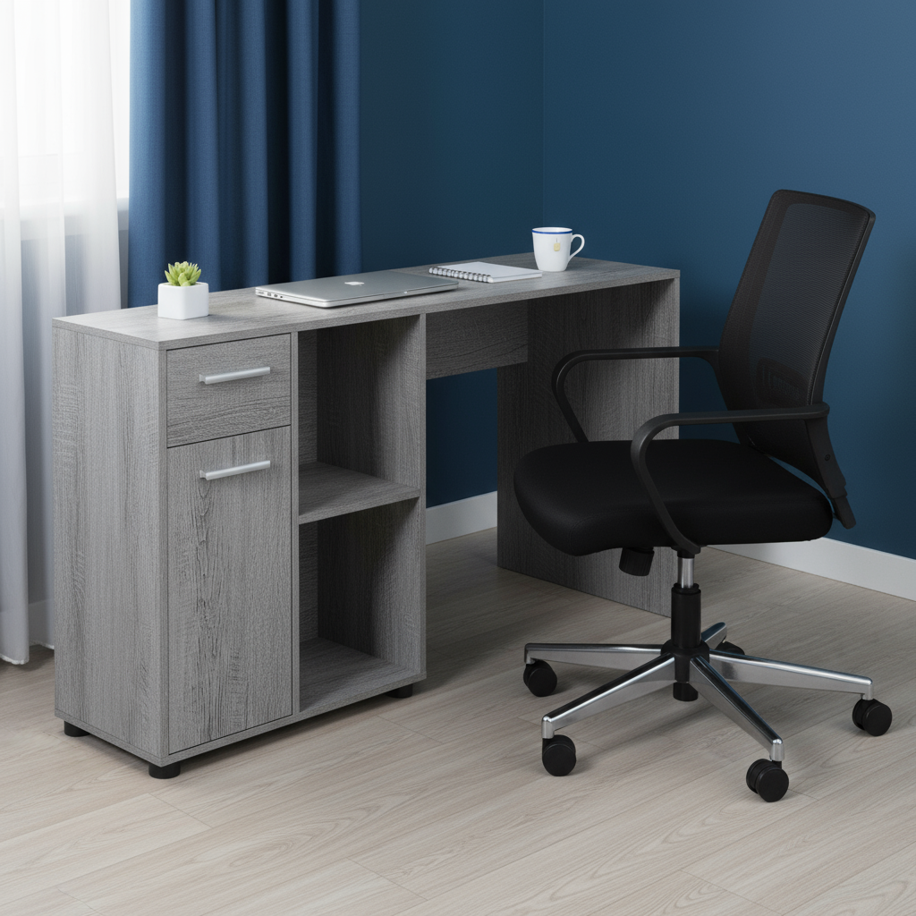 46" Gray Wood L Shape Computer Desk