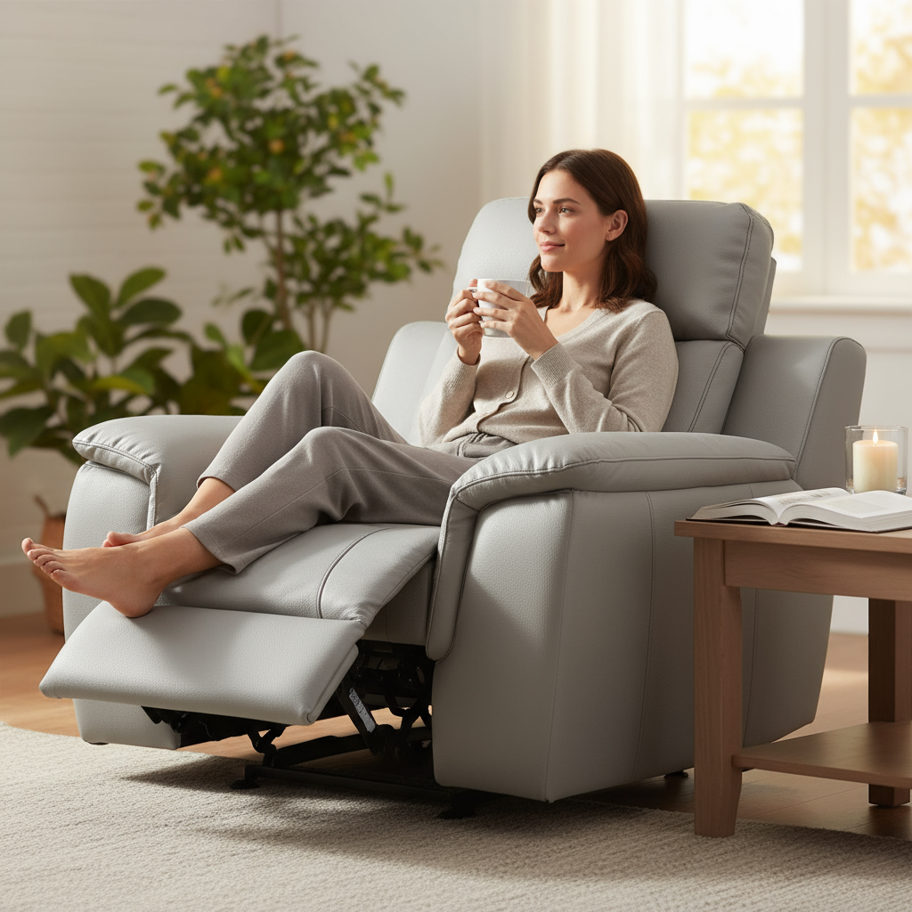 41" Grey Fascinating Leather Reclining Chair.