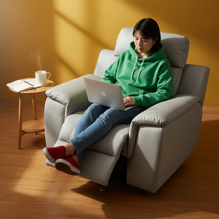 41" Grey Fascinating Leather Reclining Chair.