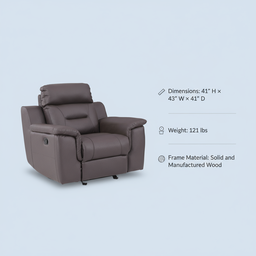 41" Brown Fascinating Leather Reclining Chair