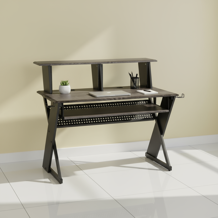 47" Black Wood and Metal Computer Desk