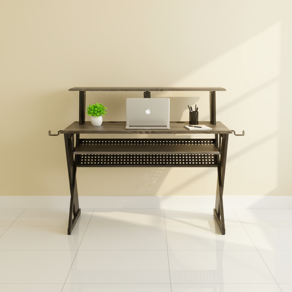 47" Black Wood and Metal Computer Desk