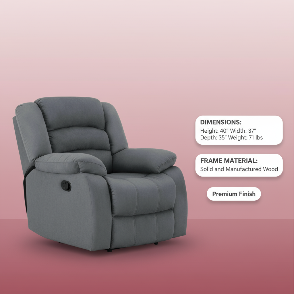 40" Contemporary Grey Fabric Chair