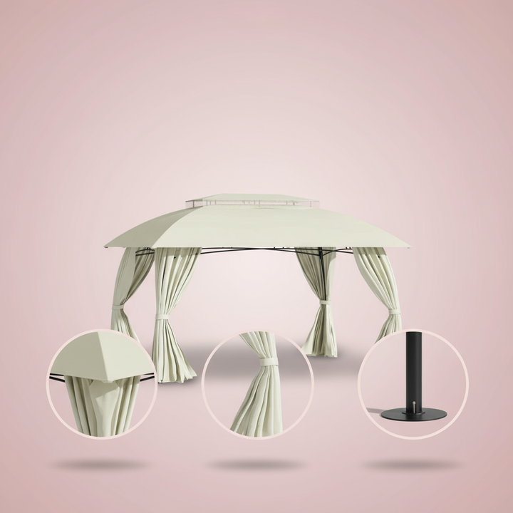 Exclusive 10' x 13' Patio Gazebo Canopy - Premium Double Vented Roof Steel Frame Outdoor Shelter