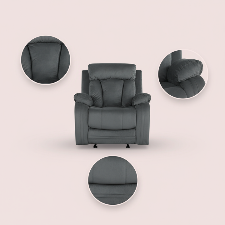 Gray Microfiber Manual Reclining Chair - Contemporary Steel Base Design for Modern Living