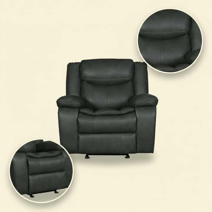 Gray Leather Match Manual Reclining Chair - Premium Power Recliner for Living Room Comfort