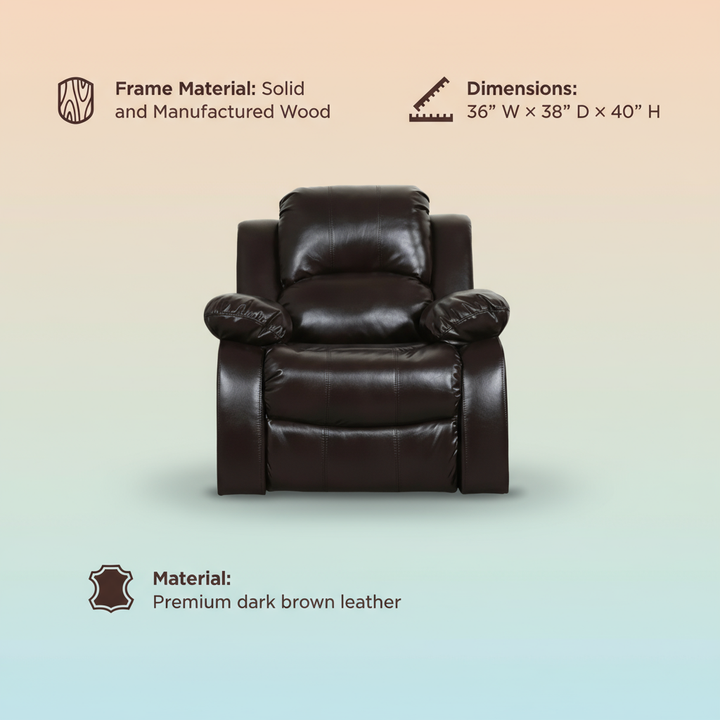 Brown Leather Match Manual Reclining Chair - Premium Comfort for Living Room Relaxation