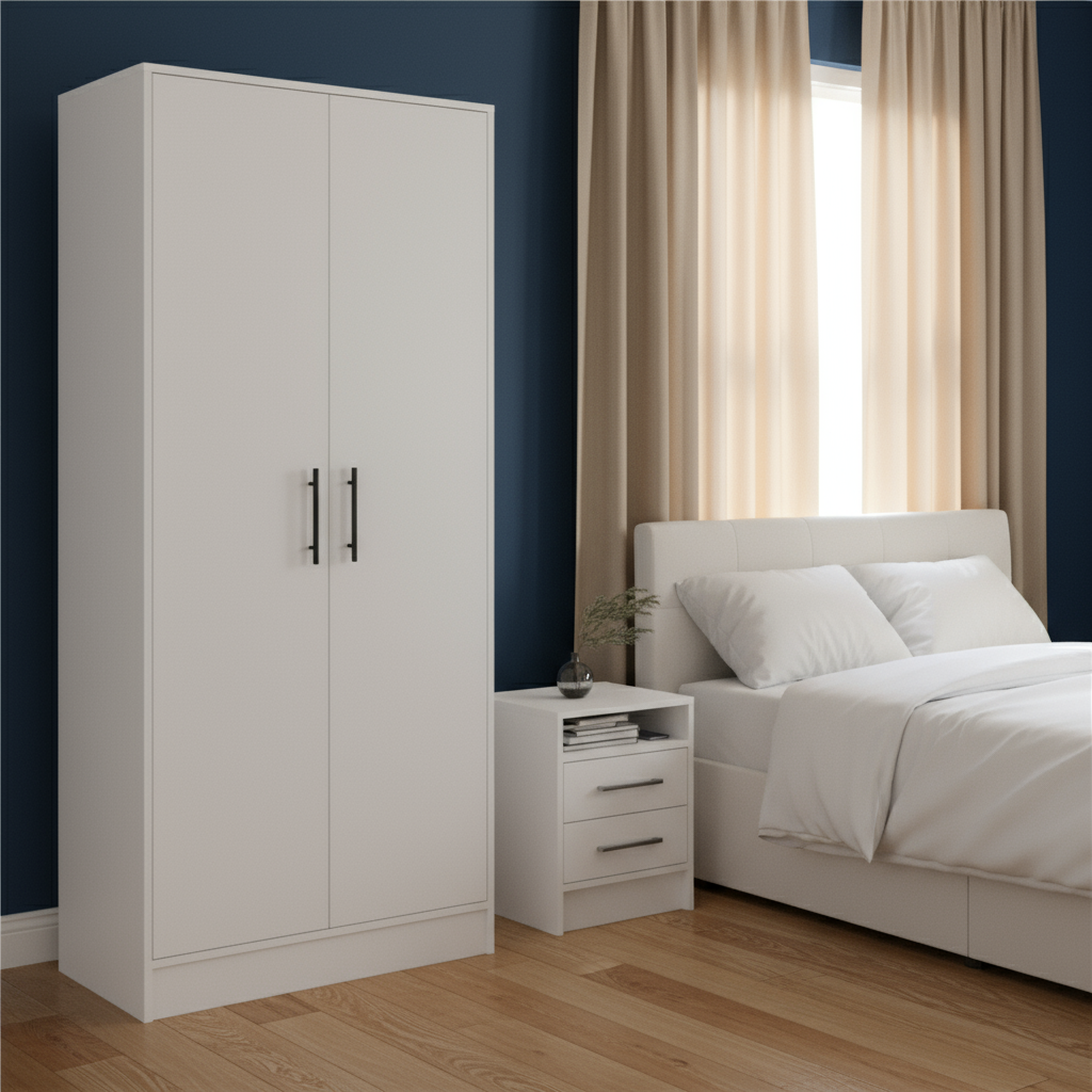 Two Piece White Bedroom Set