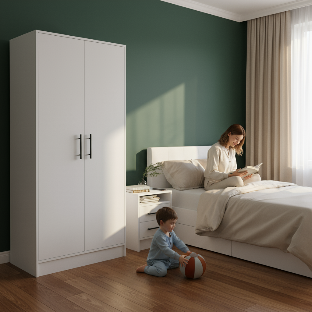 Two Piece White Bedroom Set