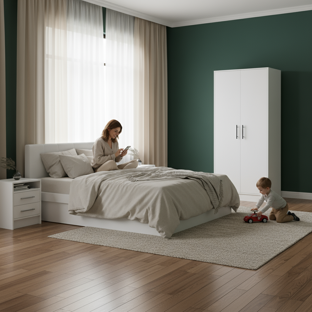 Two Piece White Bedroom Set