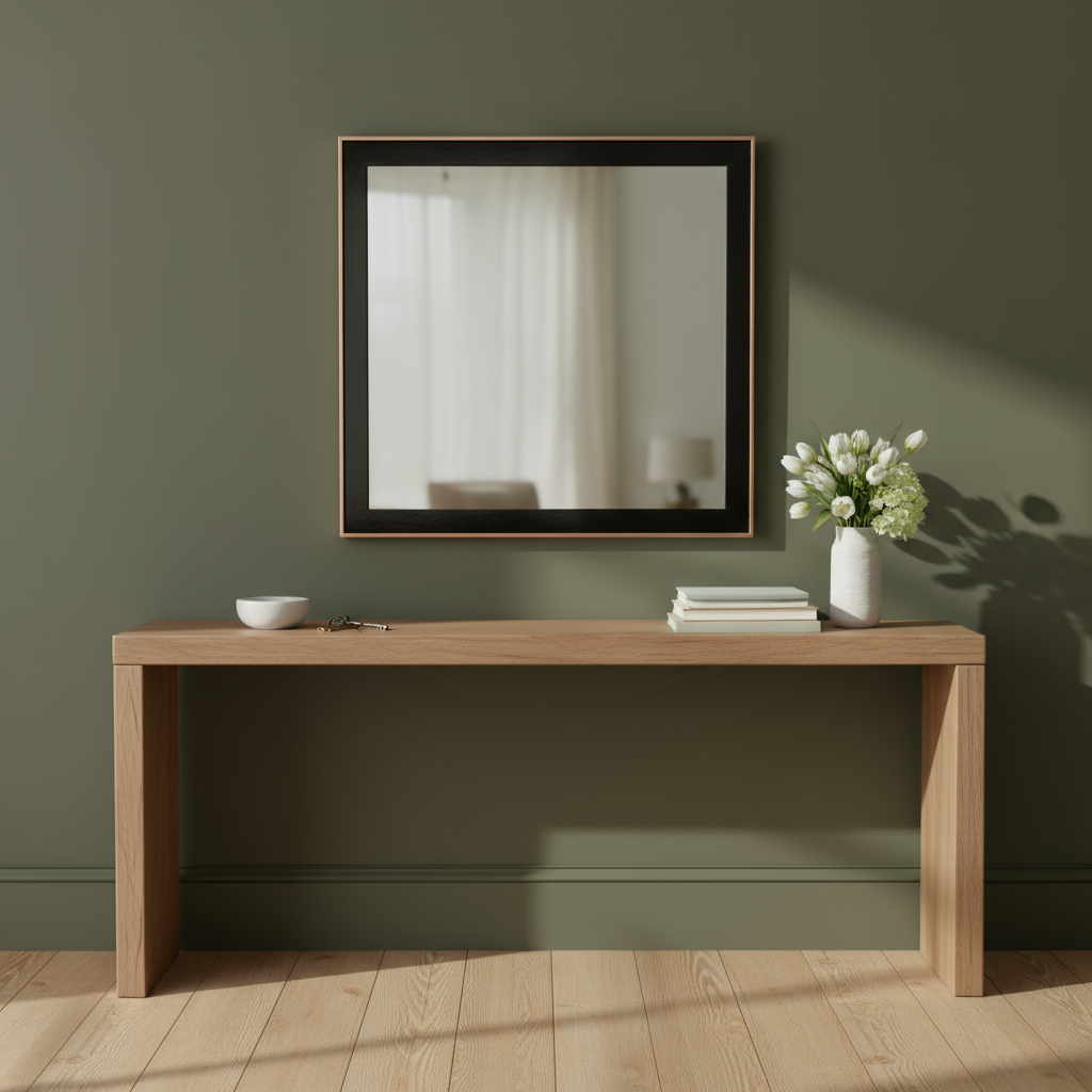 39" Rose Gold and Black Wood and Metal Framed Accent Mirror