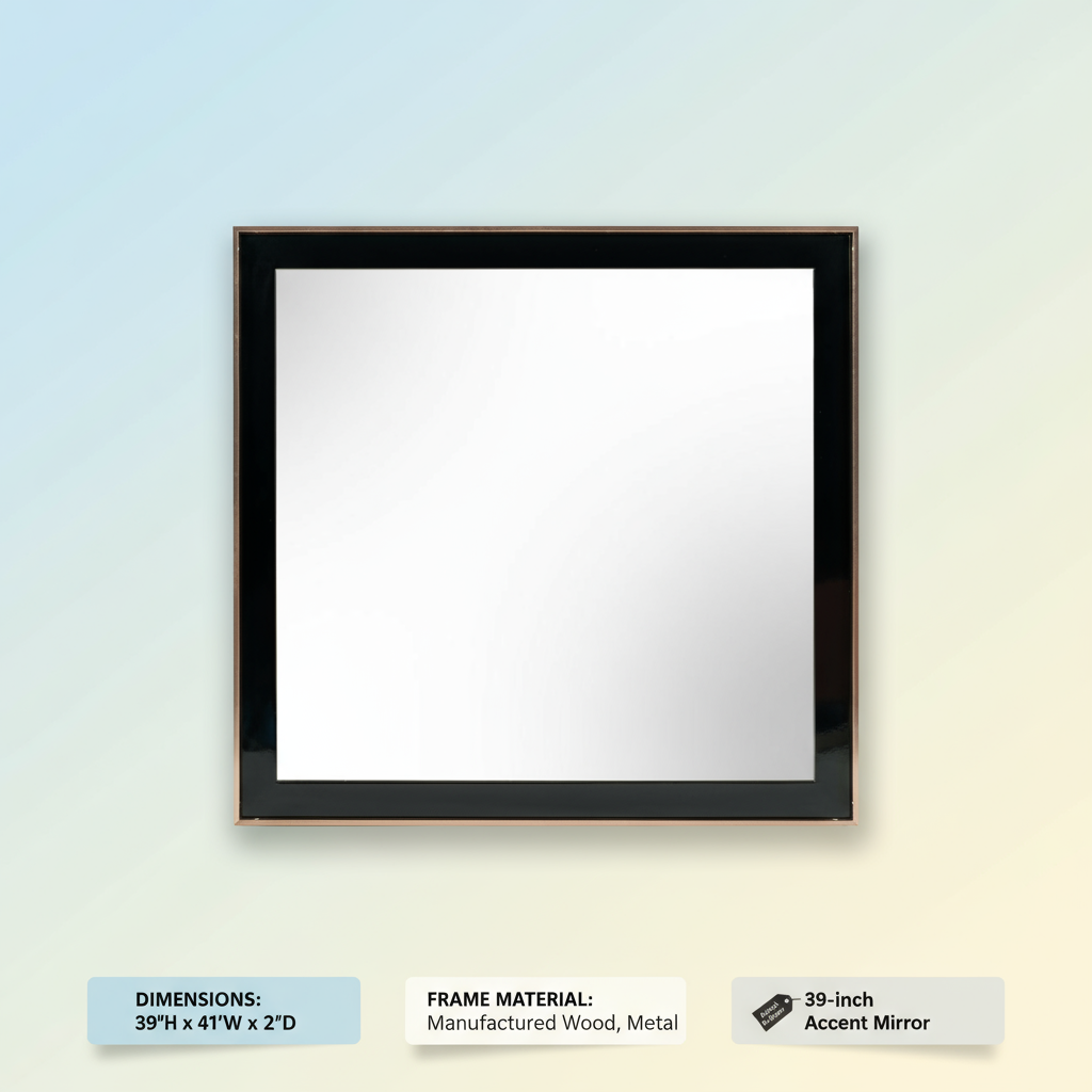 39" Rose Gold and Black Wood and Metal Framed Accent Mirror