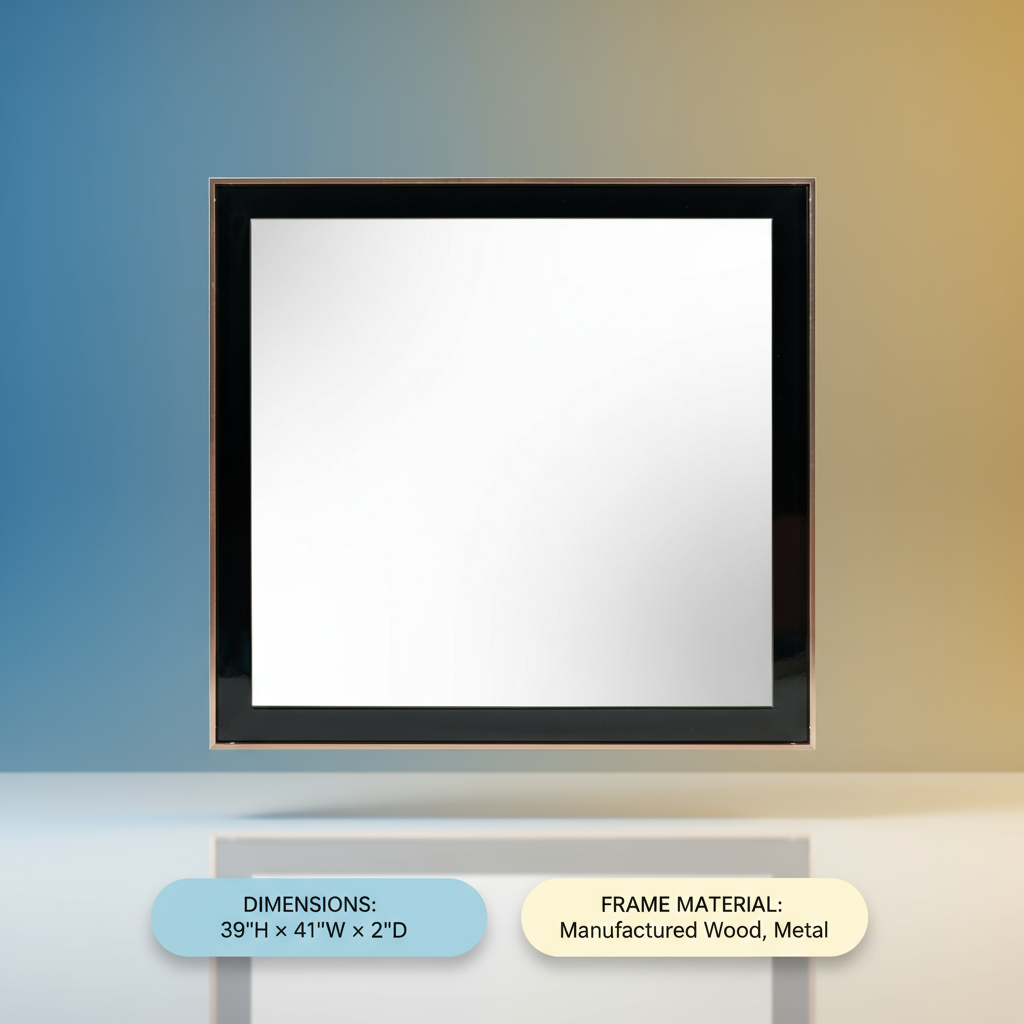 39" Rose Gold and Black Wood and Metal Framed Accent Mirror