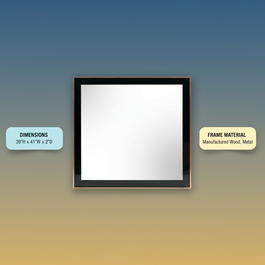 39" Rose Gold and Black Wood and Metal Framed Accent Mirror