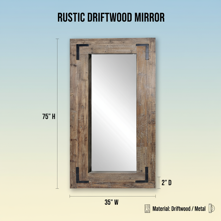 75" Brown Wood Framed Leaning Accent Mirror