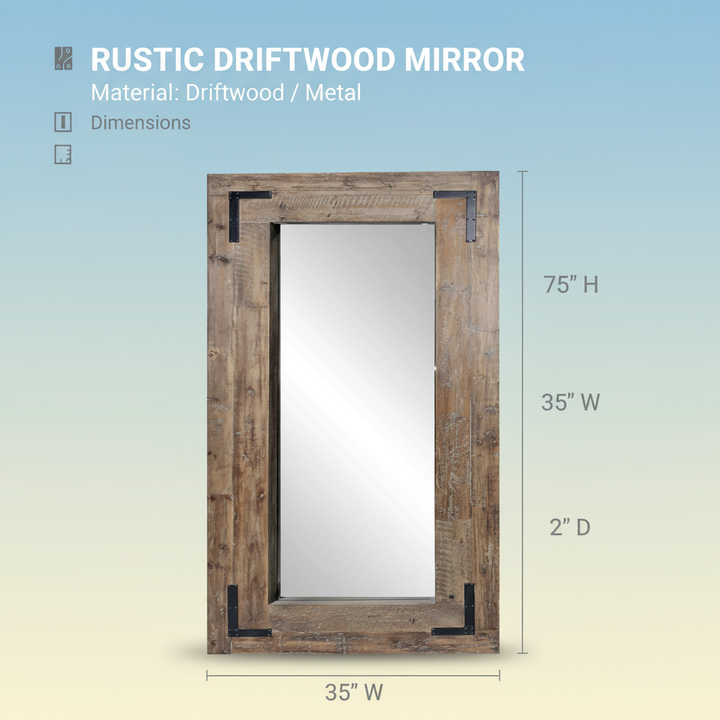 75" Brown Wood Framed Leaning Accent Mirror