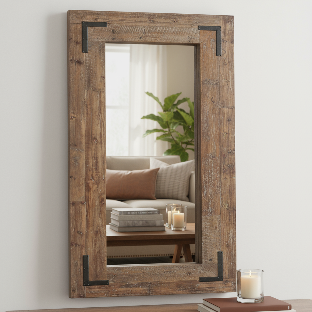 75" Brown Wood Framed Leaning Accent Mirror