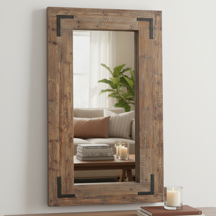 75" Brown Wood Framed Leaning Accent Mirror