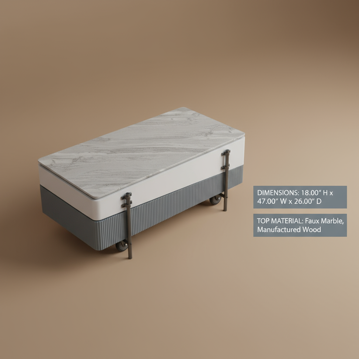 Wilkins Rectangular Coffee Table with Lift Top in White and Gray High Gloss