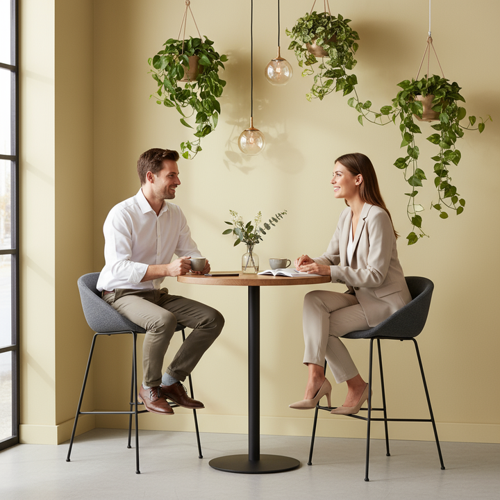 Metro Contemporary Bar Chair Set - Gray Fabric & Black Steel Frame (Set of 2