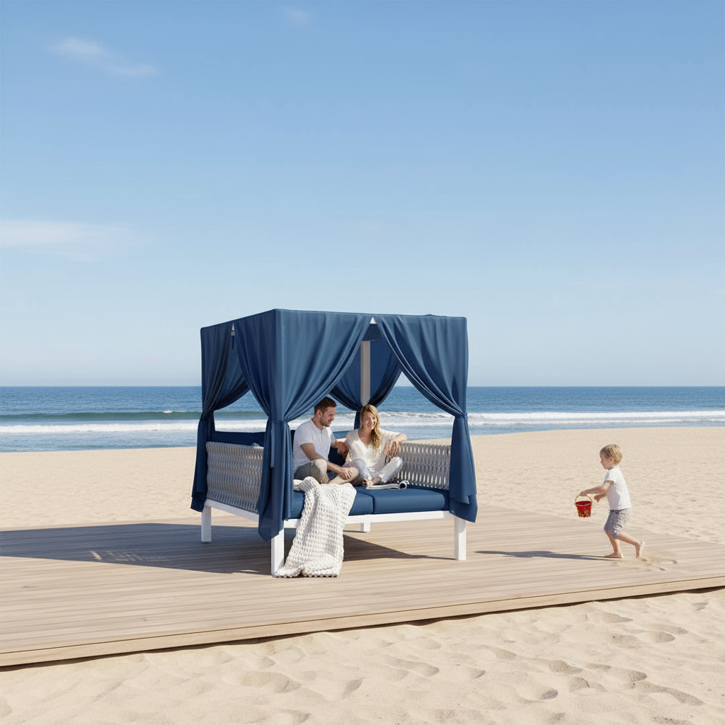 Exclusive UStyle Outdoor Patio Sunbed with Curtains - Premium High Comfort Multi-Scenario Collection