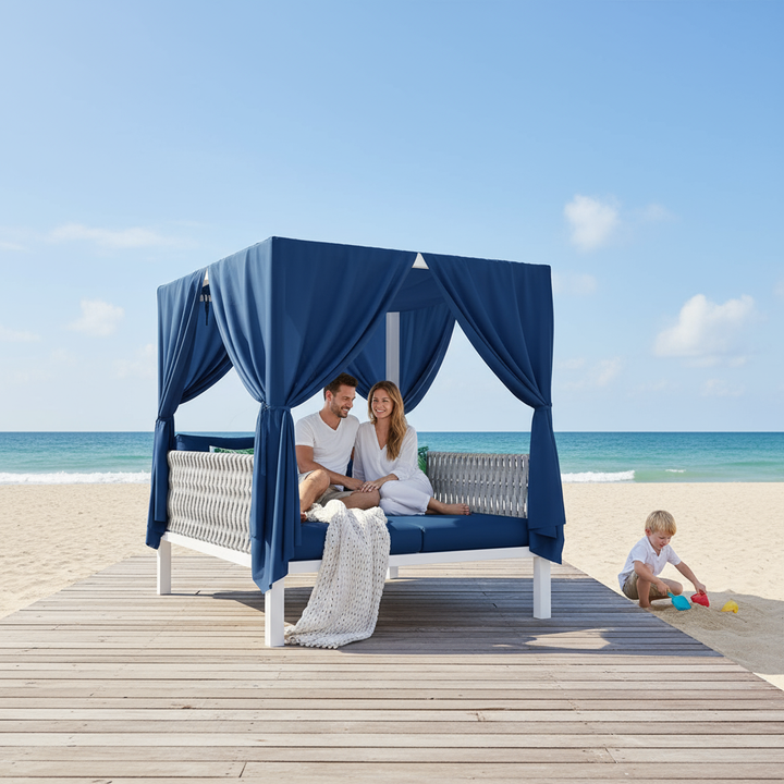 Exclusive UStyle Outdoor Patio Sunbed with Curtains - Premium High Comfort Multi-Scenario Collection