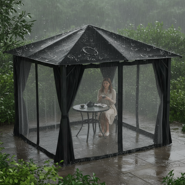 Exclusive 10' x 10' Patio Gazebo - Premium Black Outdoor Canopy Shelter with Vented Roof
