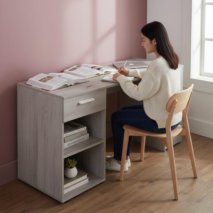 46" Gray Wood L Shape Computer Desk