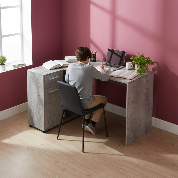 46" Gray Wood L Shape Computer Desk