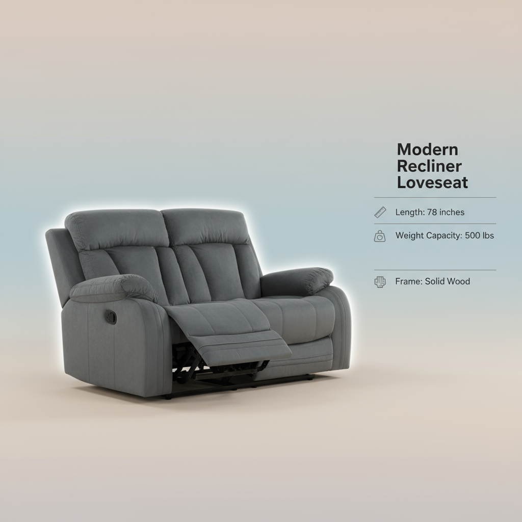 40" Modern Grey Fabric Loveseat