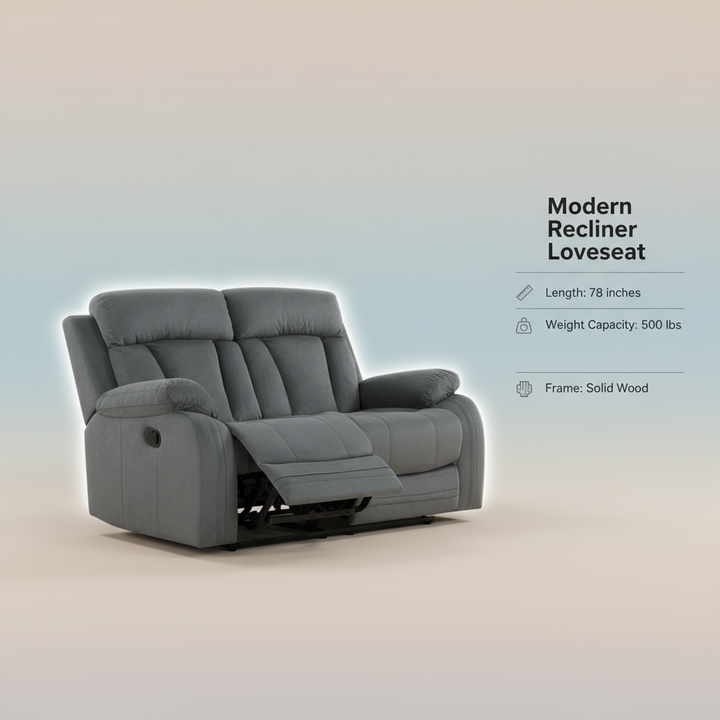 40" Modern Grey Fabric Loveseat