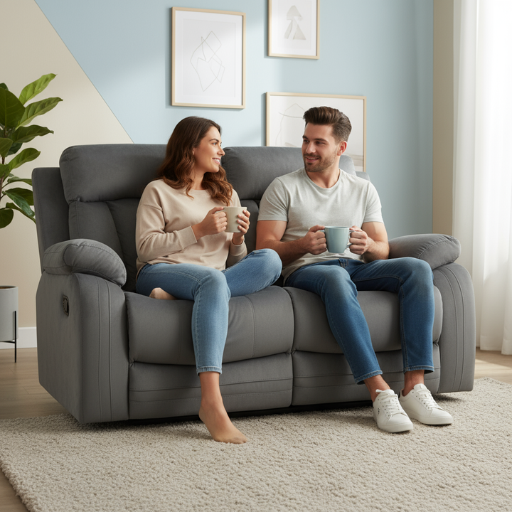 40" Modern Grey Fabric Loveseat