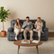 Premium Grey Microsuede Manual Recliner Sofa with Steel Base - Contemporary 3-Seat Glider Reclining Sofa for Modern Living Room