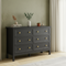 Modern 6 Drawer Dresser – Stylish Wood Storage Cabinet with Black Handles | Bedroom & Living Room Furniture | Trufairs