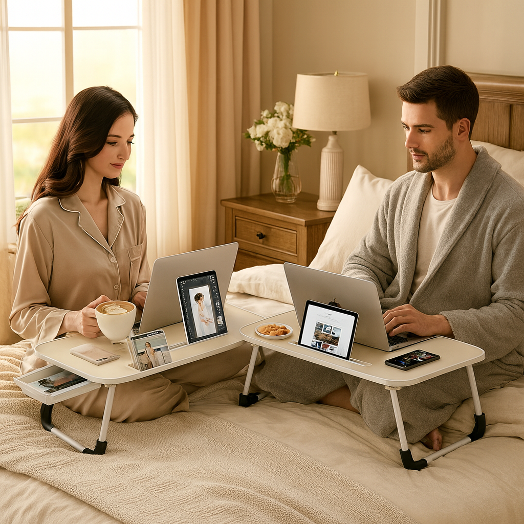 Portable Foldable Laptop Desk – Multi-Function Bed Tray with Storage | Lap Desk Workstation | Trufairs