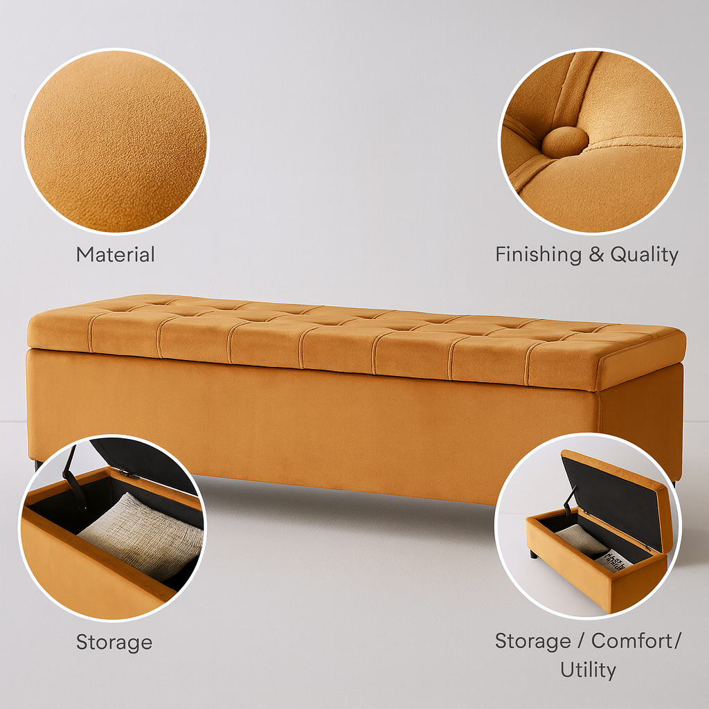 Modern Upholstered Storage Bench – Hidden Organizer & Seat | Entryway/Living Room Essential | Trufairs