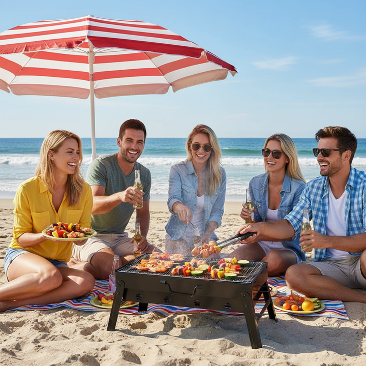 Portable BBQ Grill Foldable Charcoal Grill Lightweight Smoker Grill for Camping Picnics Garden Grilling